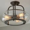 Seeded Globe Vintage Semi-Flush Ceiling Light - Large