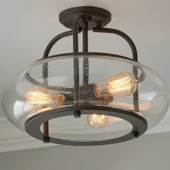 Seeded Globe Vintage Semi-Flush Ceiling Light - Large