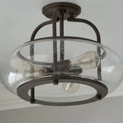 Seeded Globe Vintage Semi-Flush Ceiling Light - Large