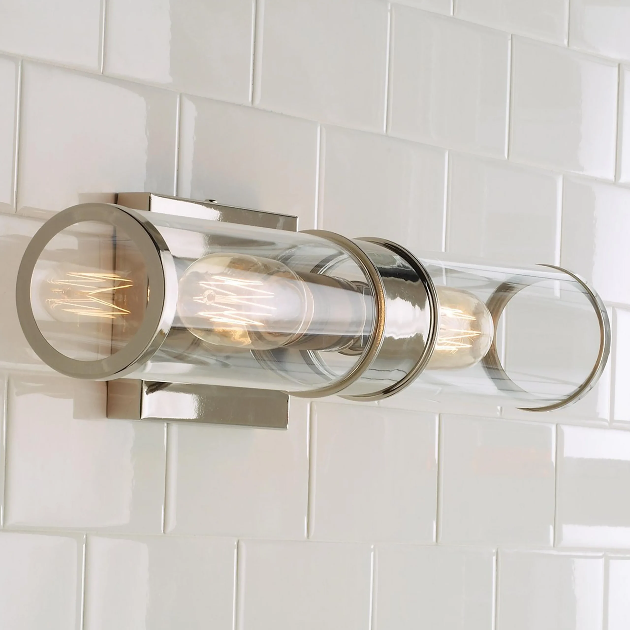 Simple Glass Cylinder Sconce - 2 Light