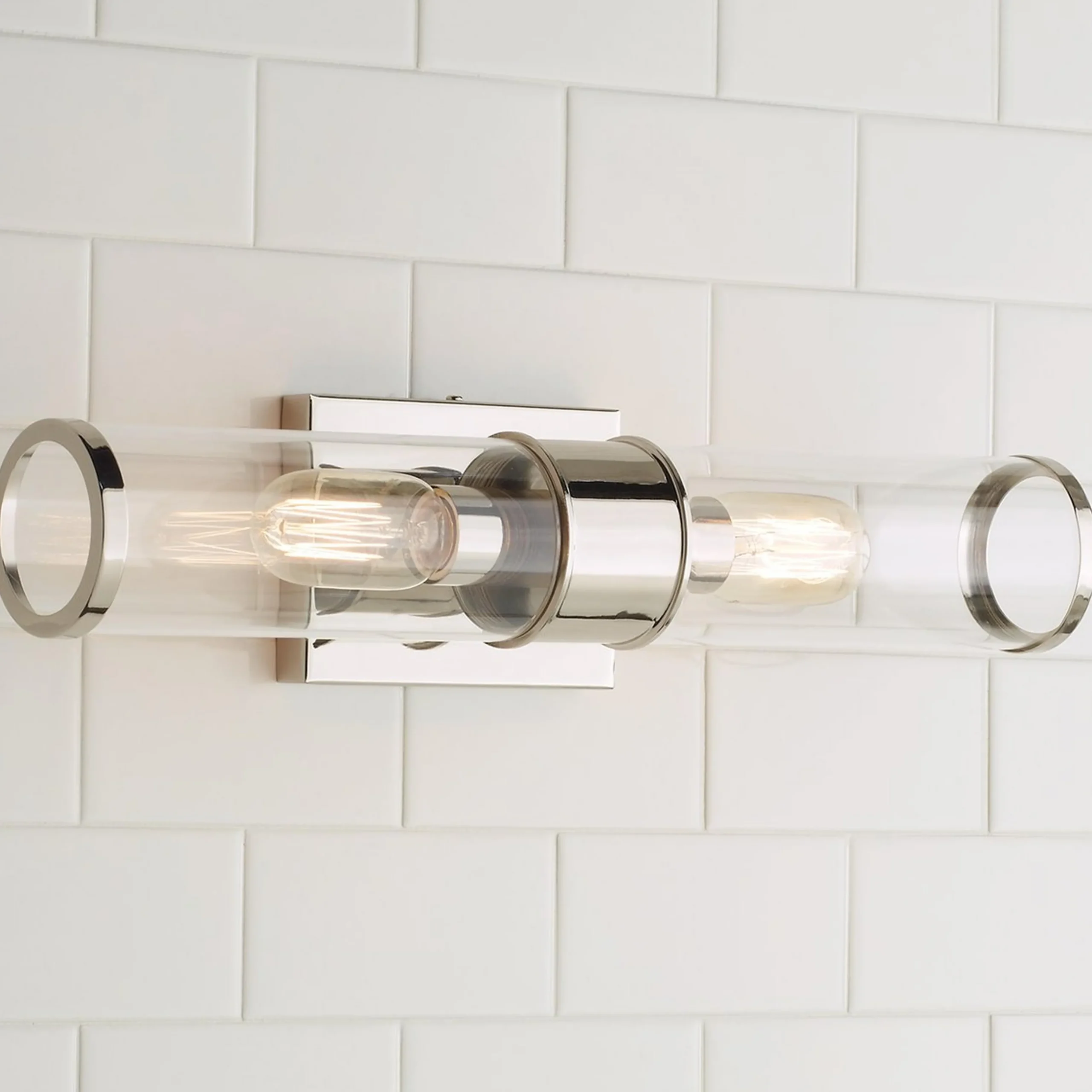 Simple Glass Cylinder Sconce - 2 Light