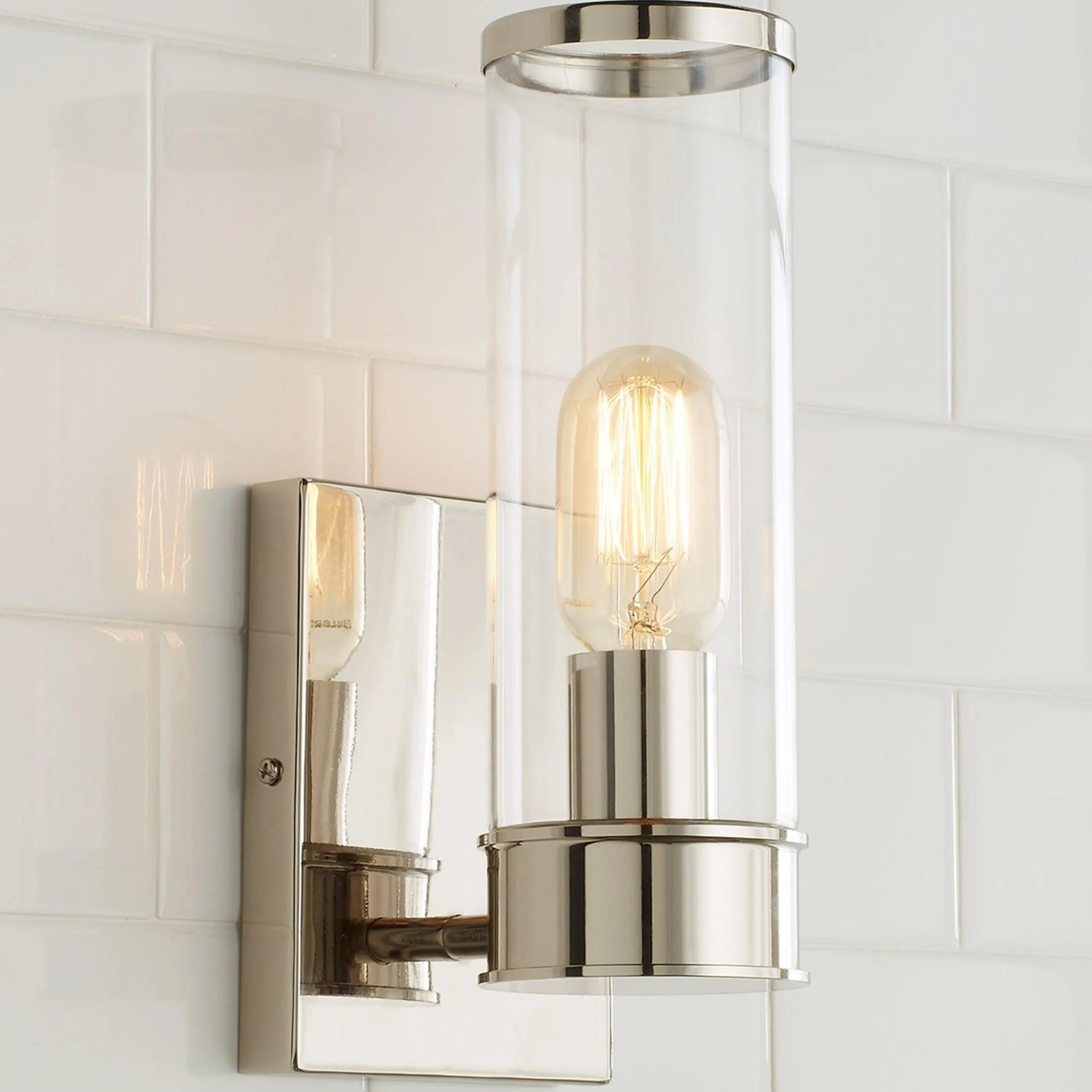 Simple Glass Cylinder Sconce - 1 Light