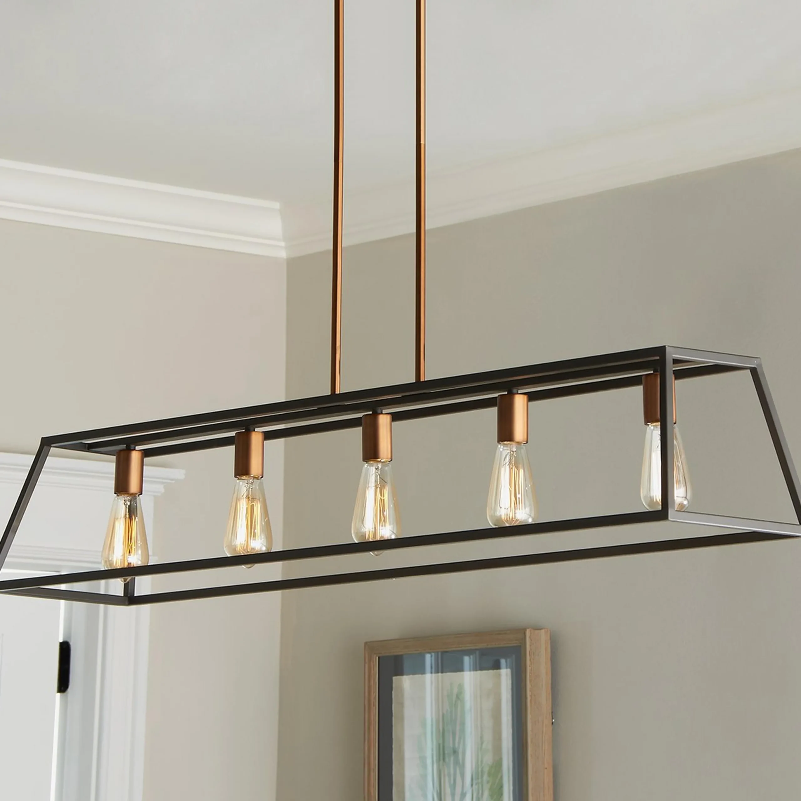 Sleek Minimalist Island Chandelier - 5 Light