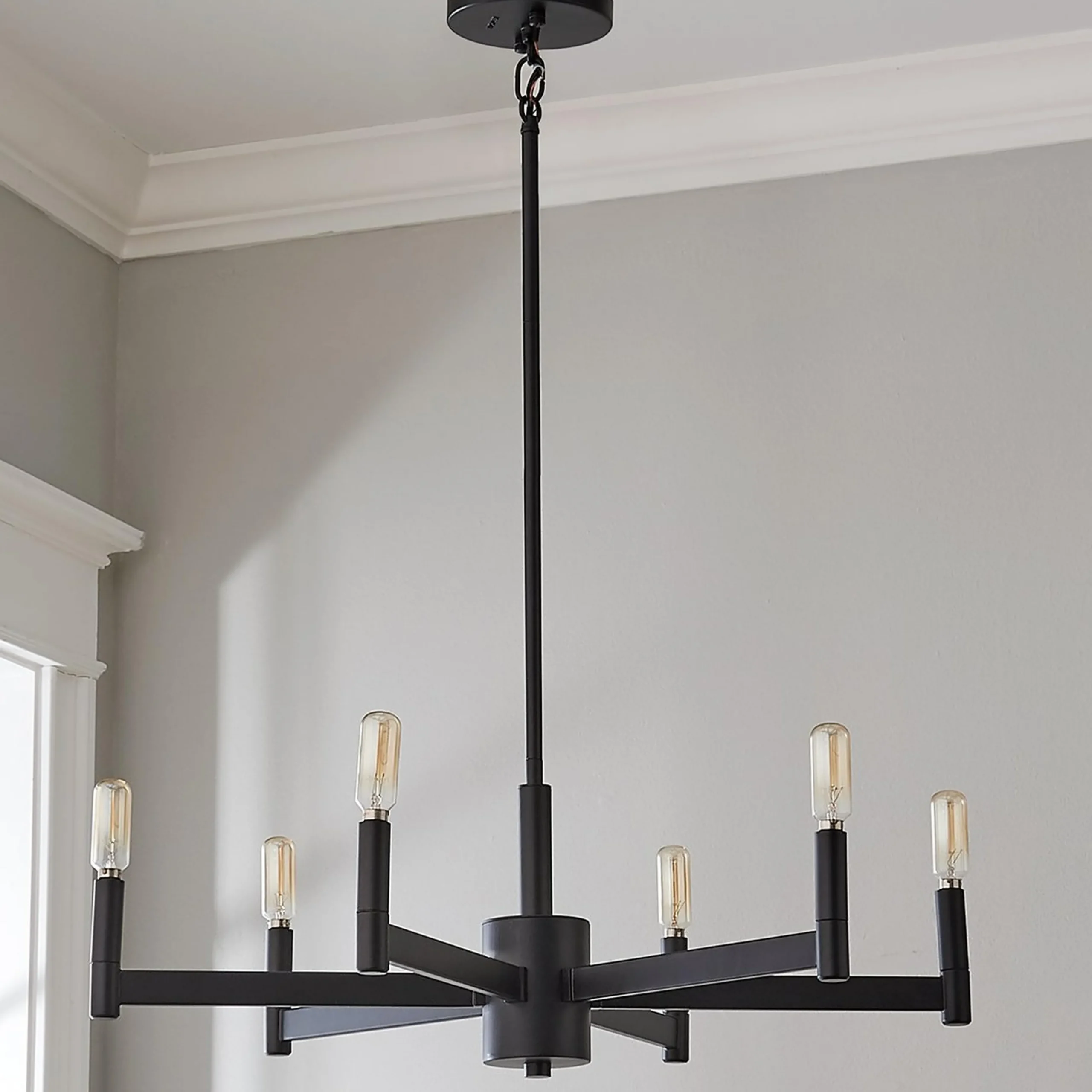 Sleekly Modern Squared Chandelier - 6 Light