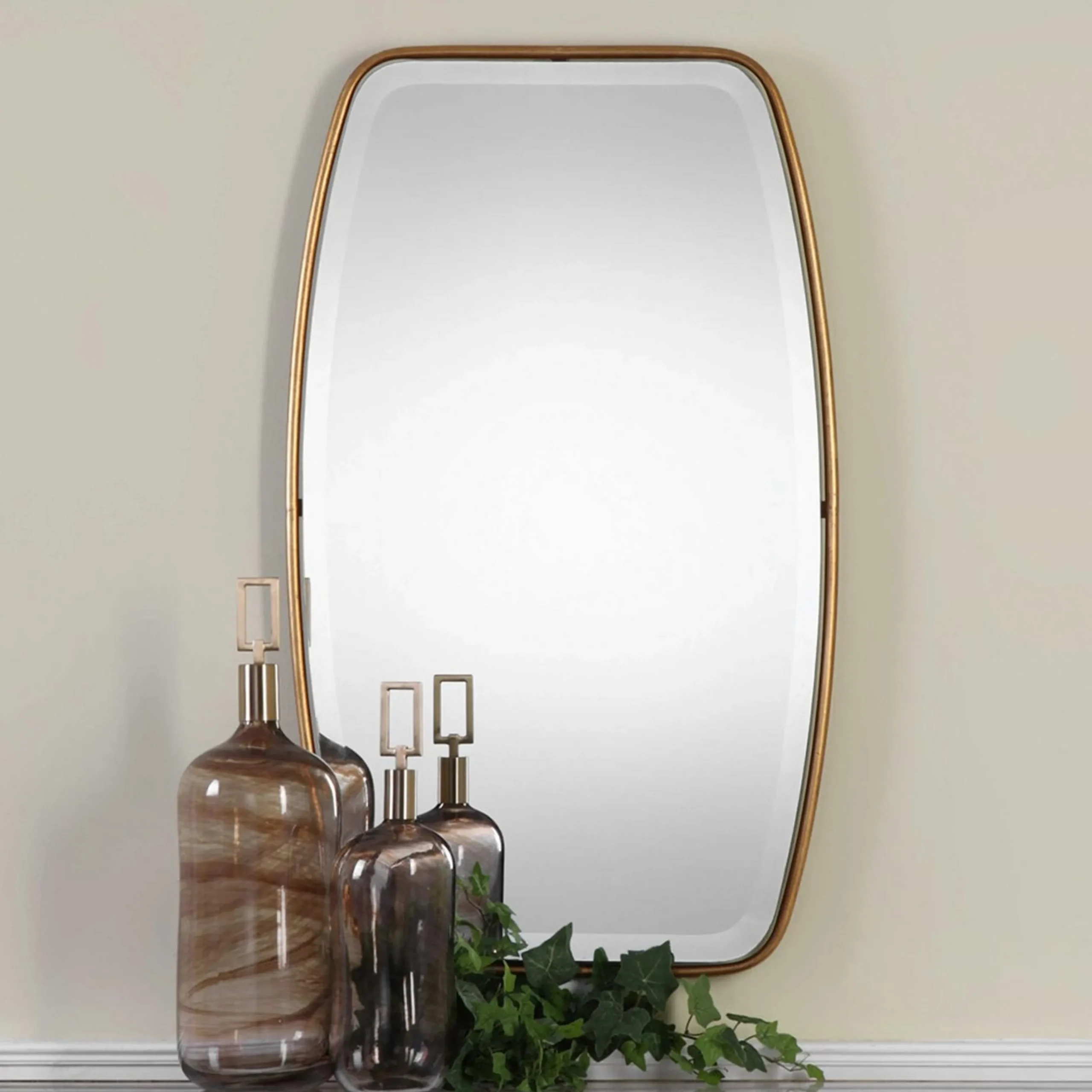 Slim Gold Leaf Framed Mirror
