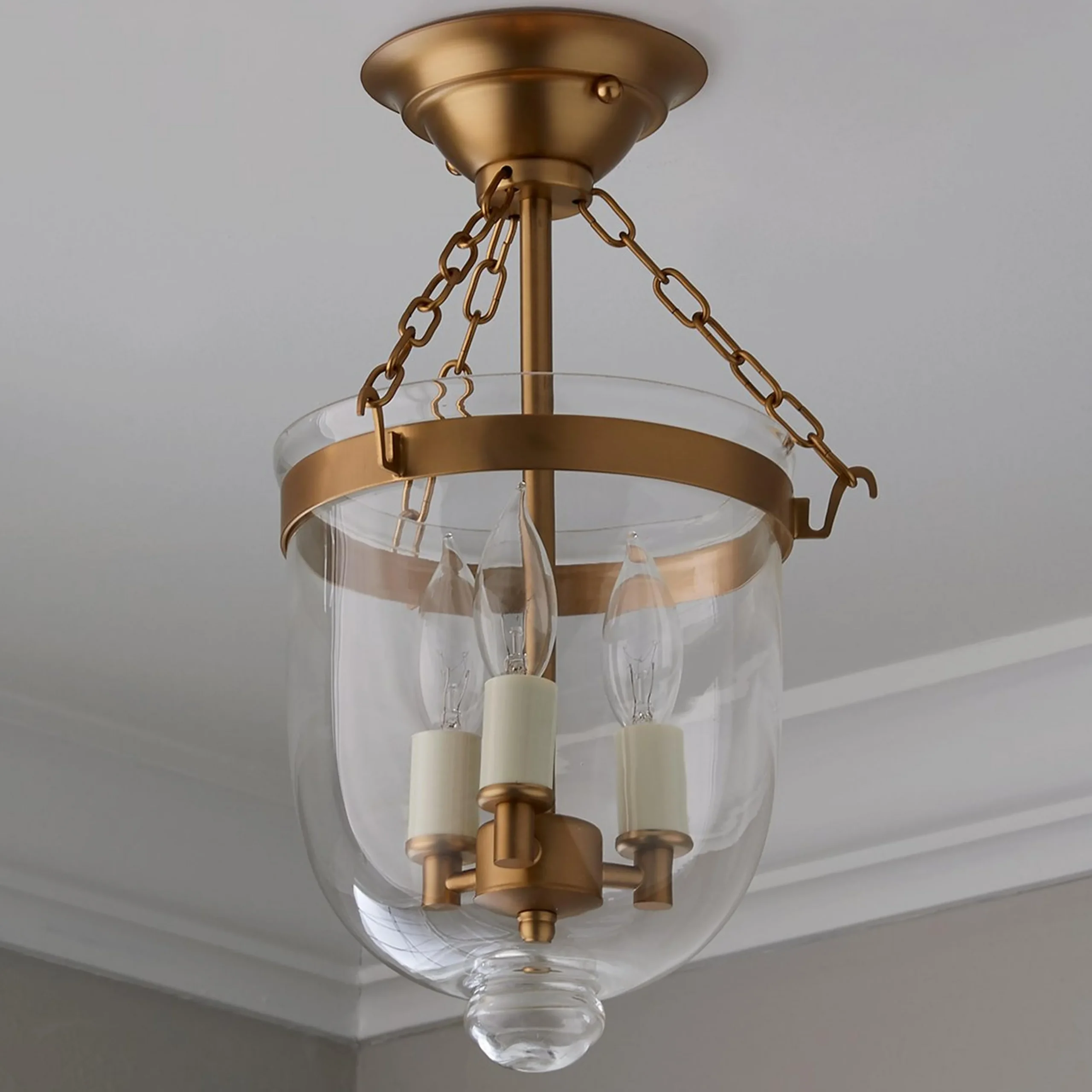Smokebell Lantern Semi-Flush Ceiling Light - Small