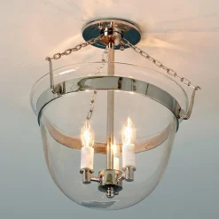 Smokebell Lantern Semi-Flush Ceiling Light - Large - Clear