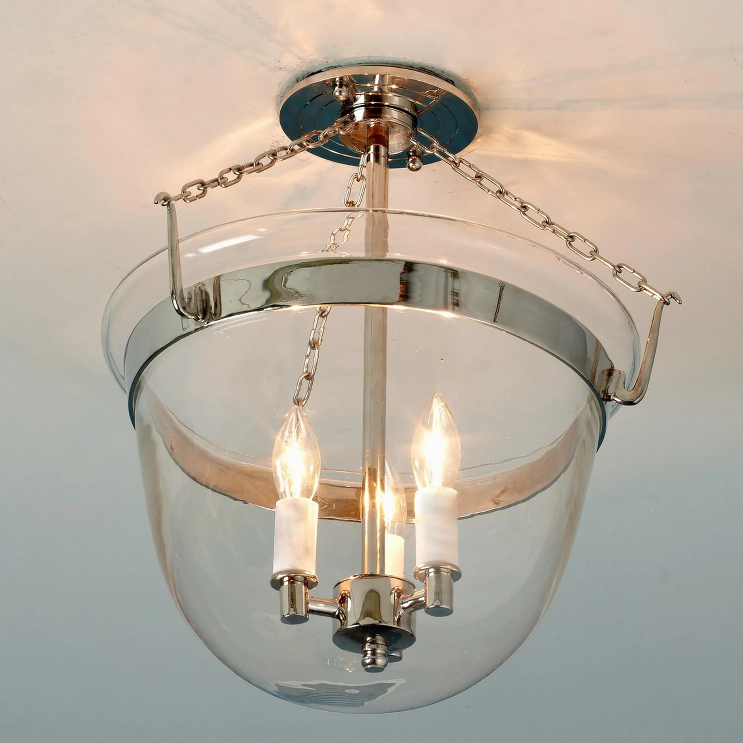 Smokebell Lantern Semi-Flush Ceiling Light - Large - Clear