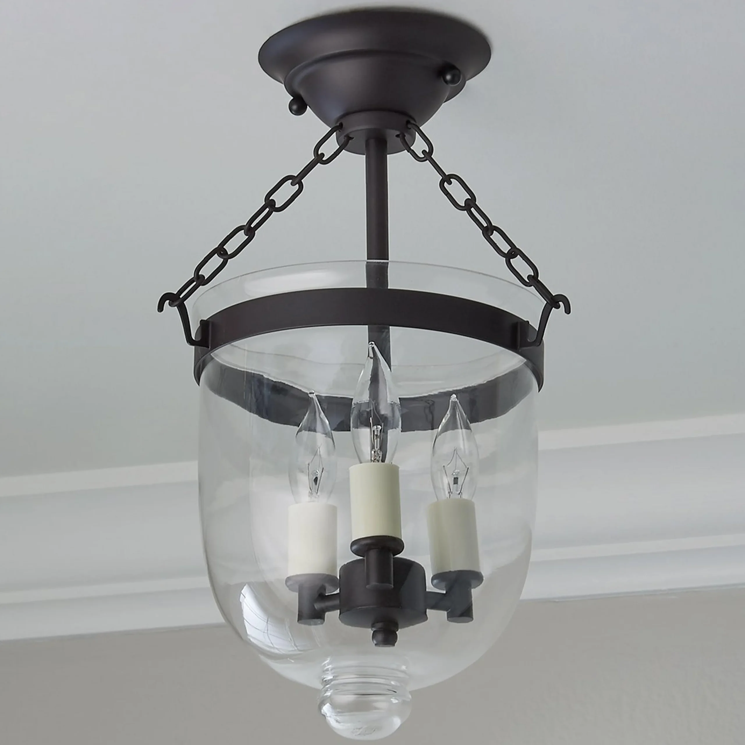 Smokebell Lantern Semi-Flush Ceiling Light - Small