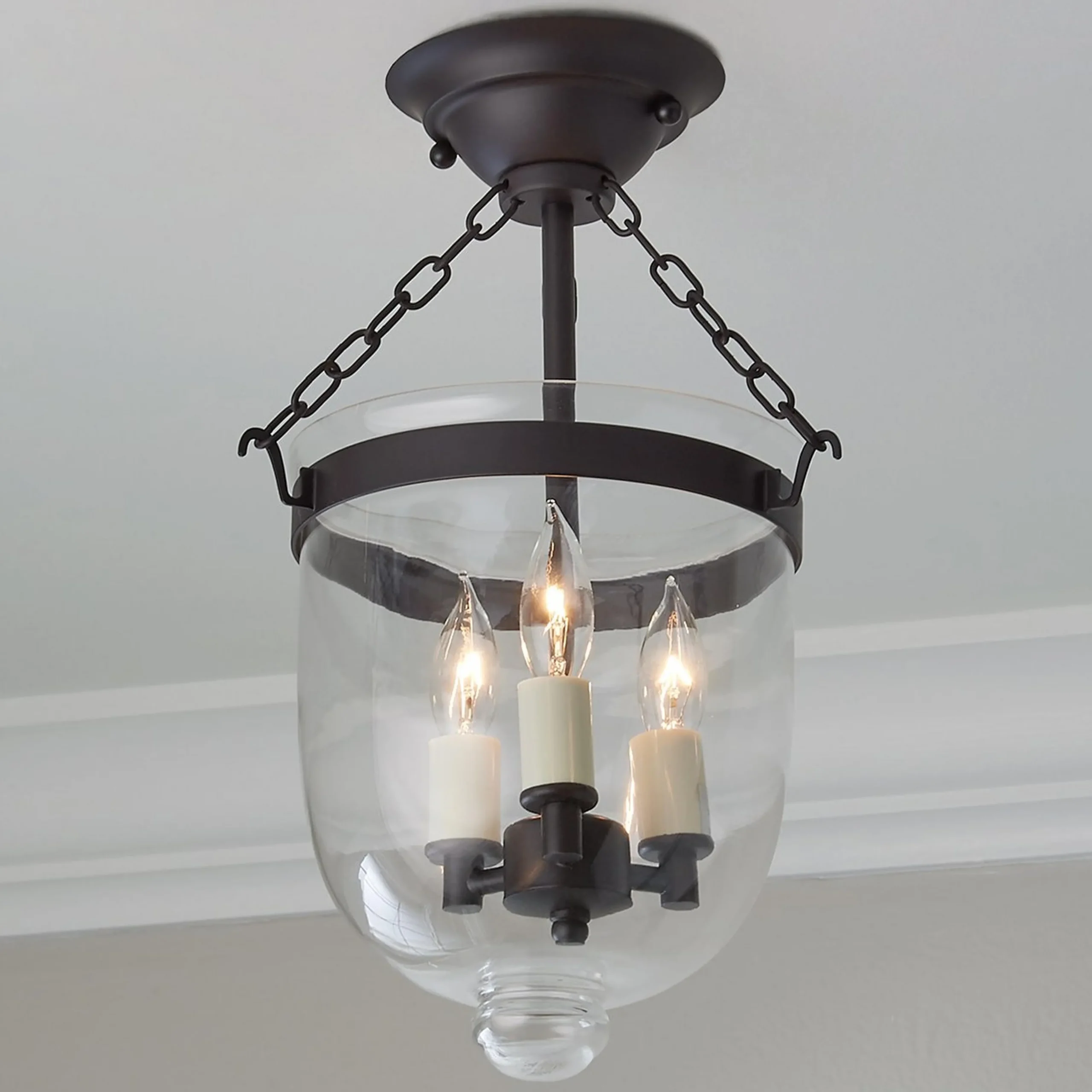 Smokebell Lantern Semi-Flush Ceiling Light - Small