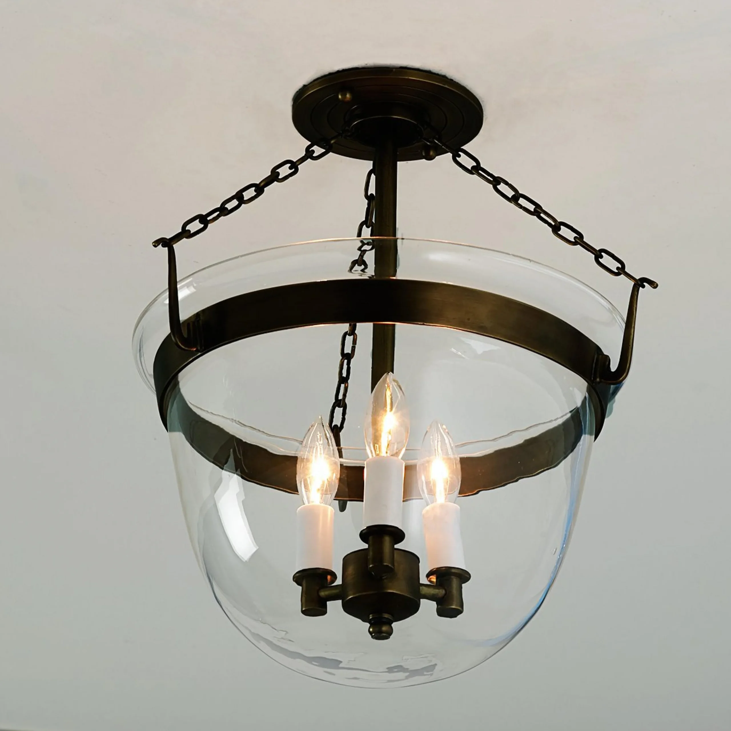 Smokebell Lantern Semi-Flush Ceiling Light - Large - Clear