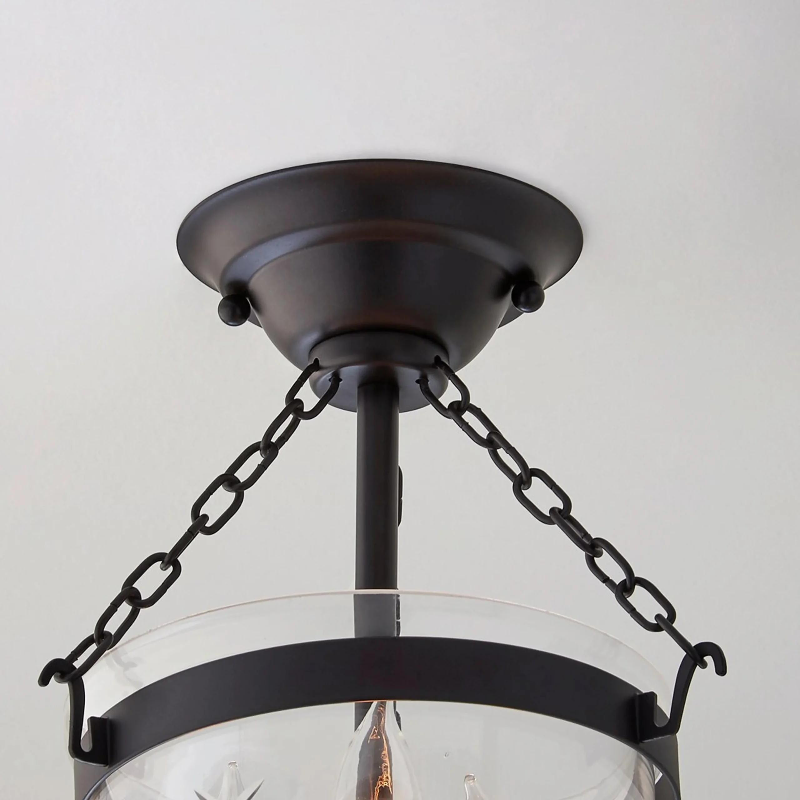 Smokebell Lantern Semi-Flush Ceiling Light - Small