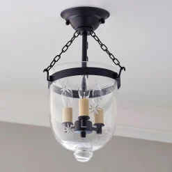 Smokebell Lantern Semi-Flush Ceiling Light - Small