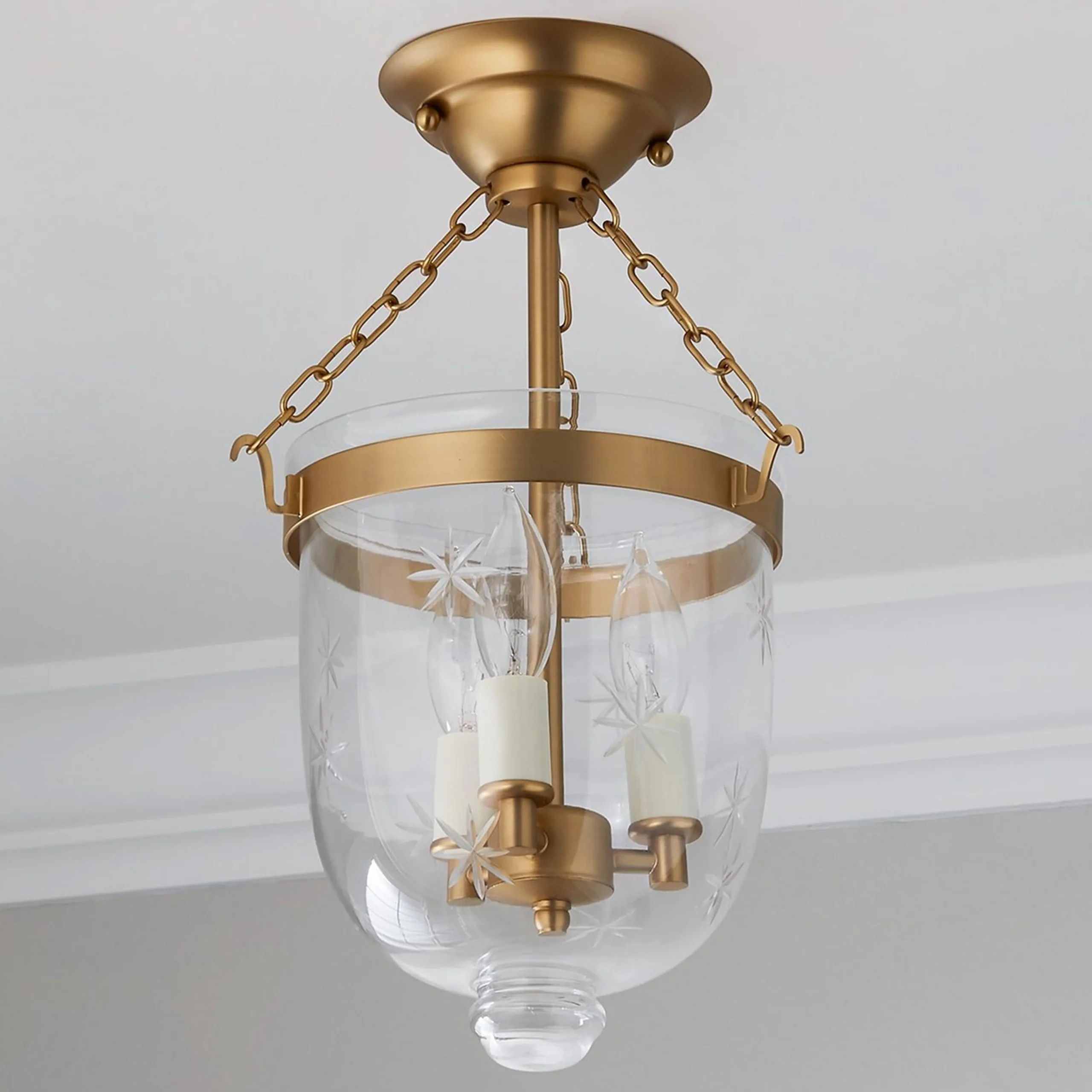 Smokebell Lantern Semi-Flush Ceiling Light - Small