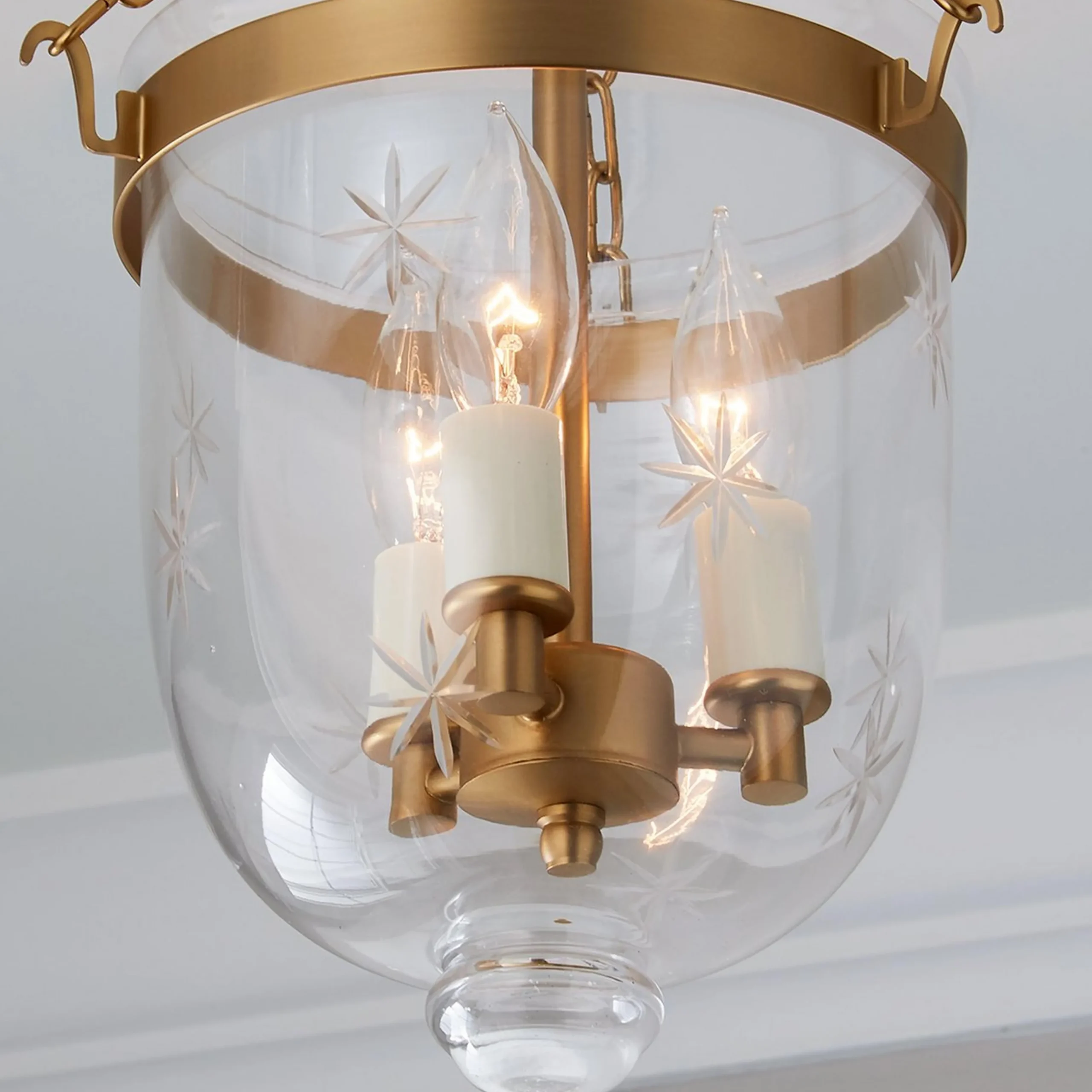 Smokebell Lantern Semi-Flush Ceiling Light - Small