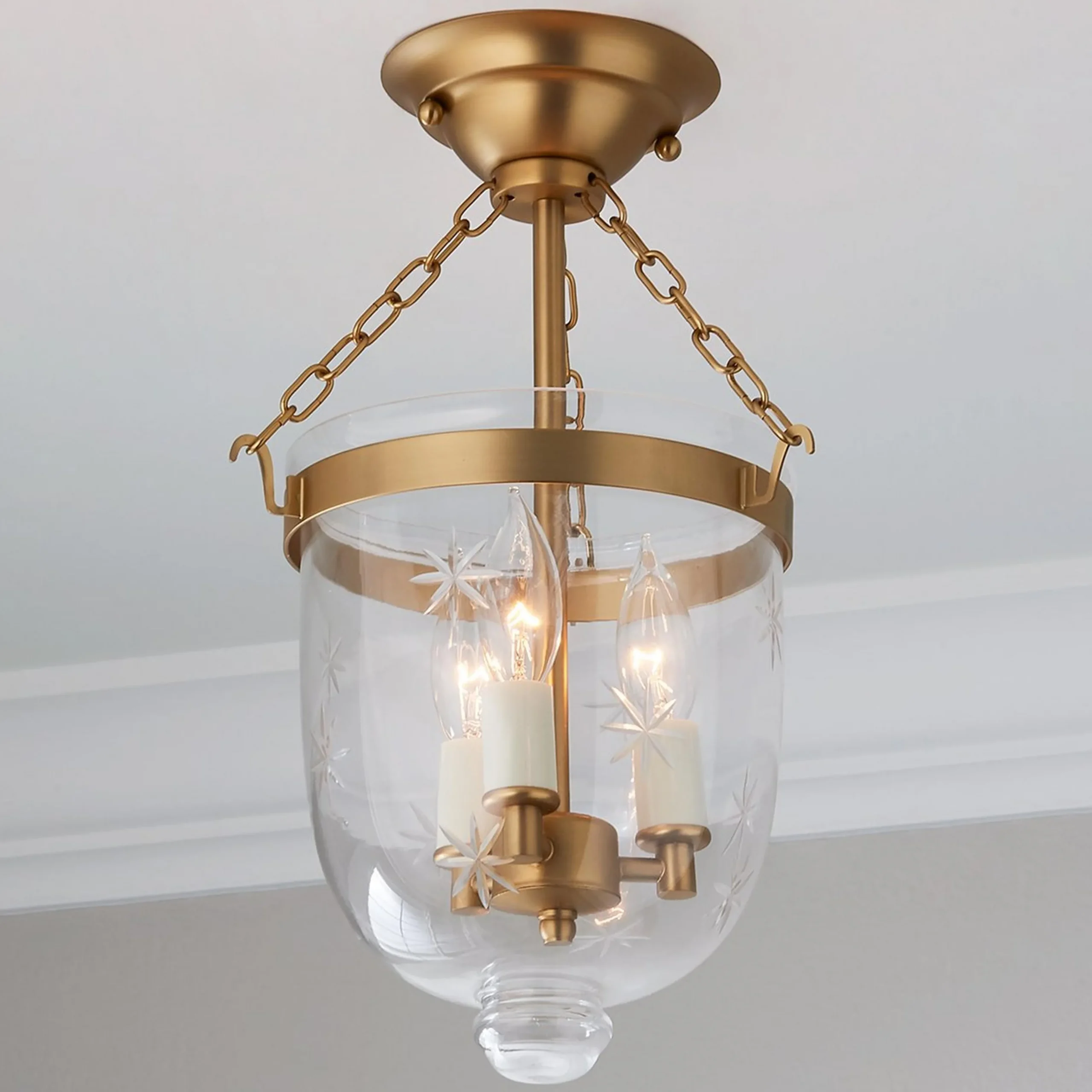 Smokebell Lantern Semi-Flush Ceiling Light - Small