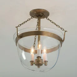 Smokebell Lantern Semi-Flush Ceiling Light - Large - Clear