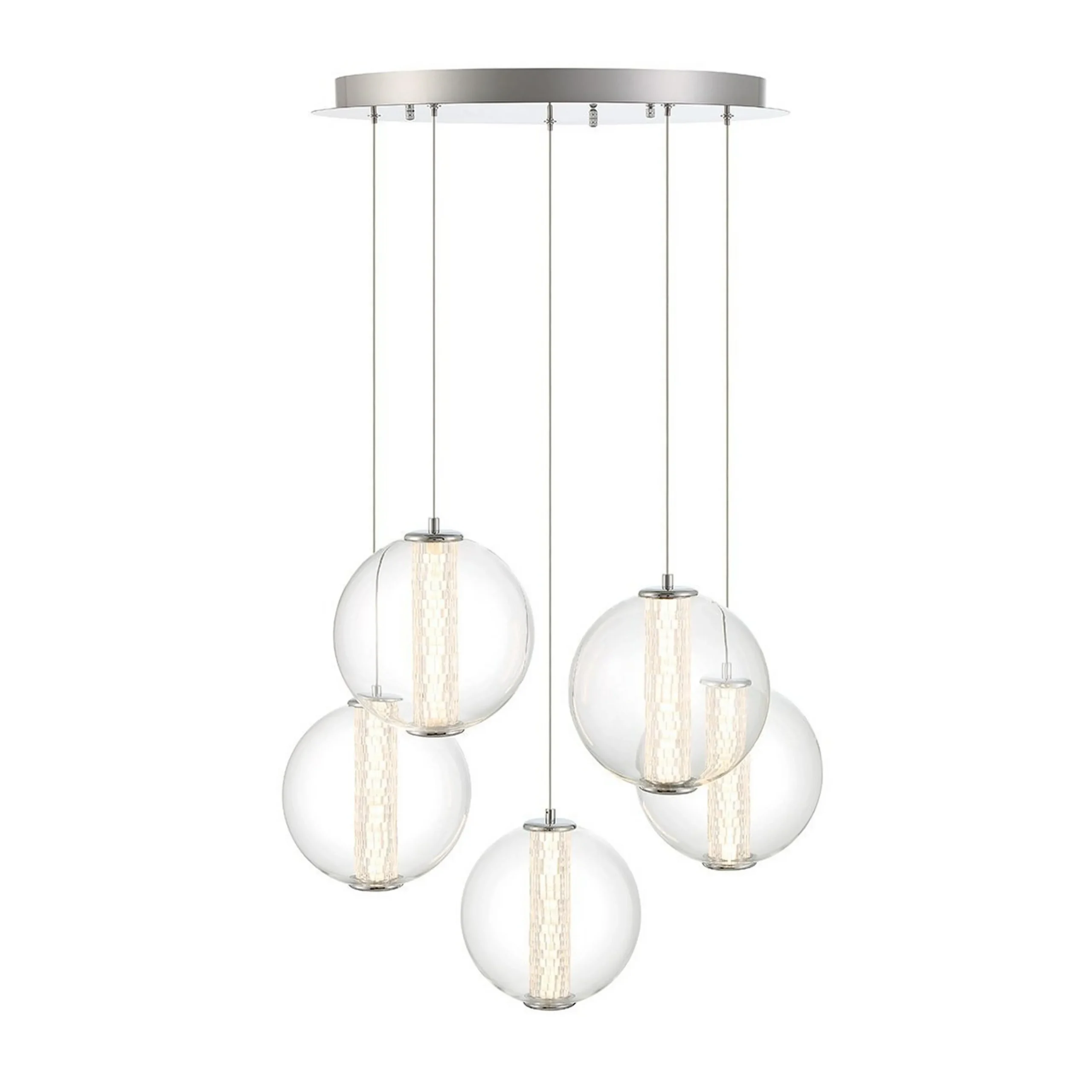 Spectrogram LED Chandelier - 5 Light - Clear