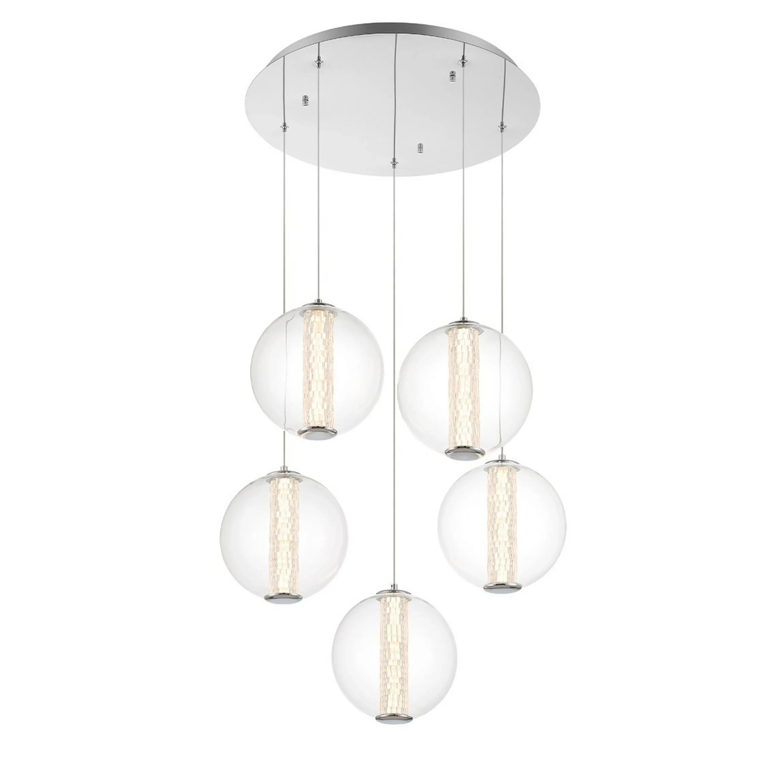 Spectrogram LED Chandelier - 5 Light - Clear
