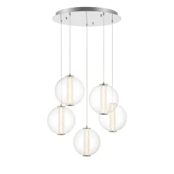 Spectrogram LED Chandelier - 5 Light - Clear
