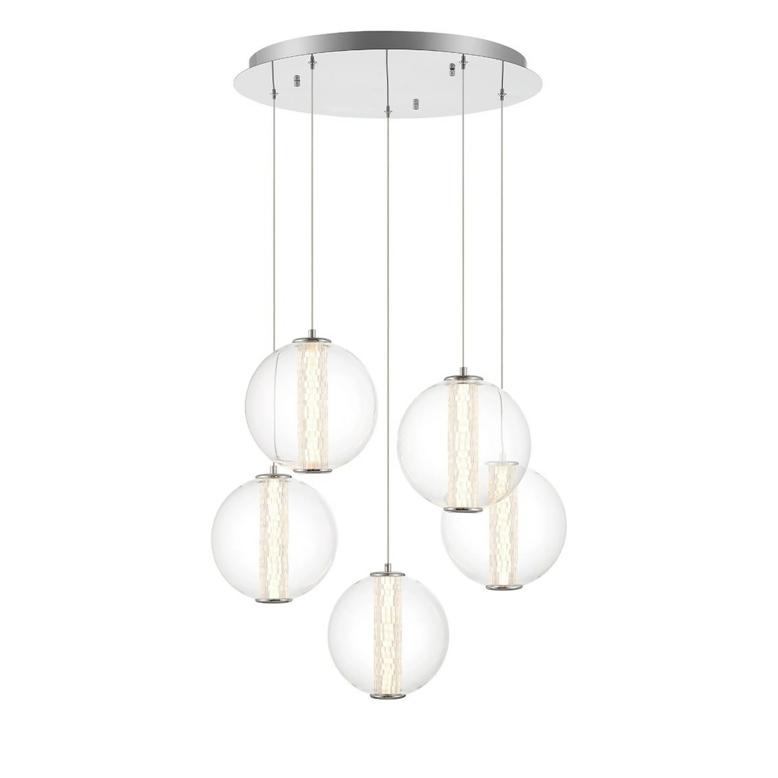 Spectrogram LED Chandelier - 5 Light - Clear