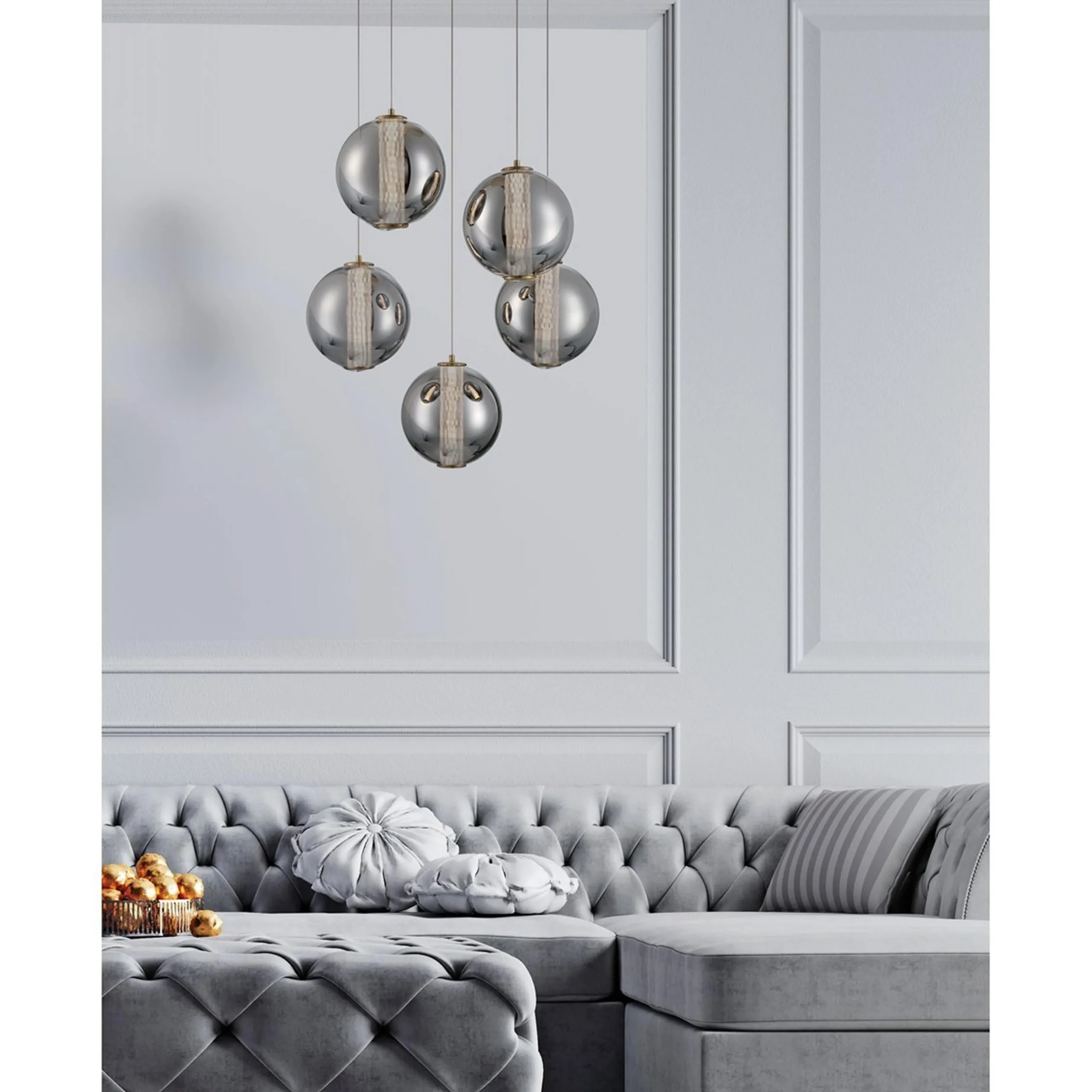 Spectrogram LED Chandelier - 5 Light - Smoke
