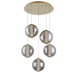Spectrogram LED Chandelier - 5 Light - Smoke
