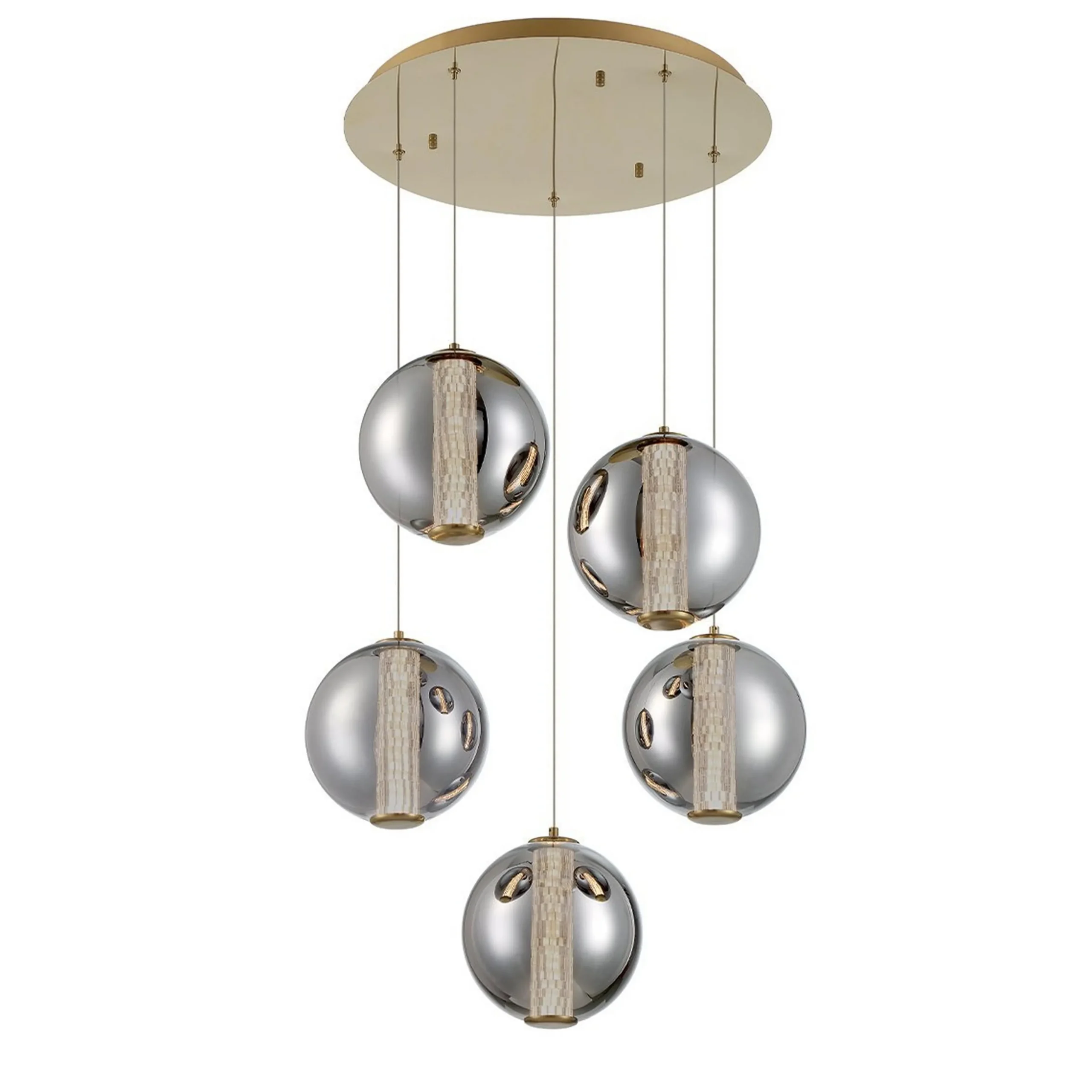 Spectrogram LED Chandelier - 5 Light - Smoke