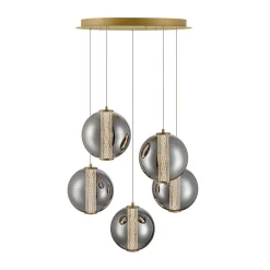 Spectrogram LED Chandelier - 5 Light - Smoke