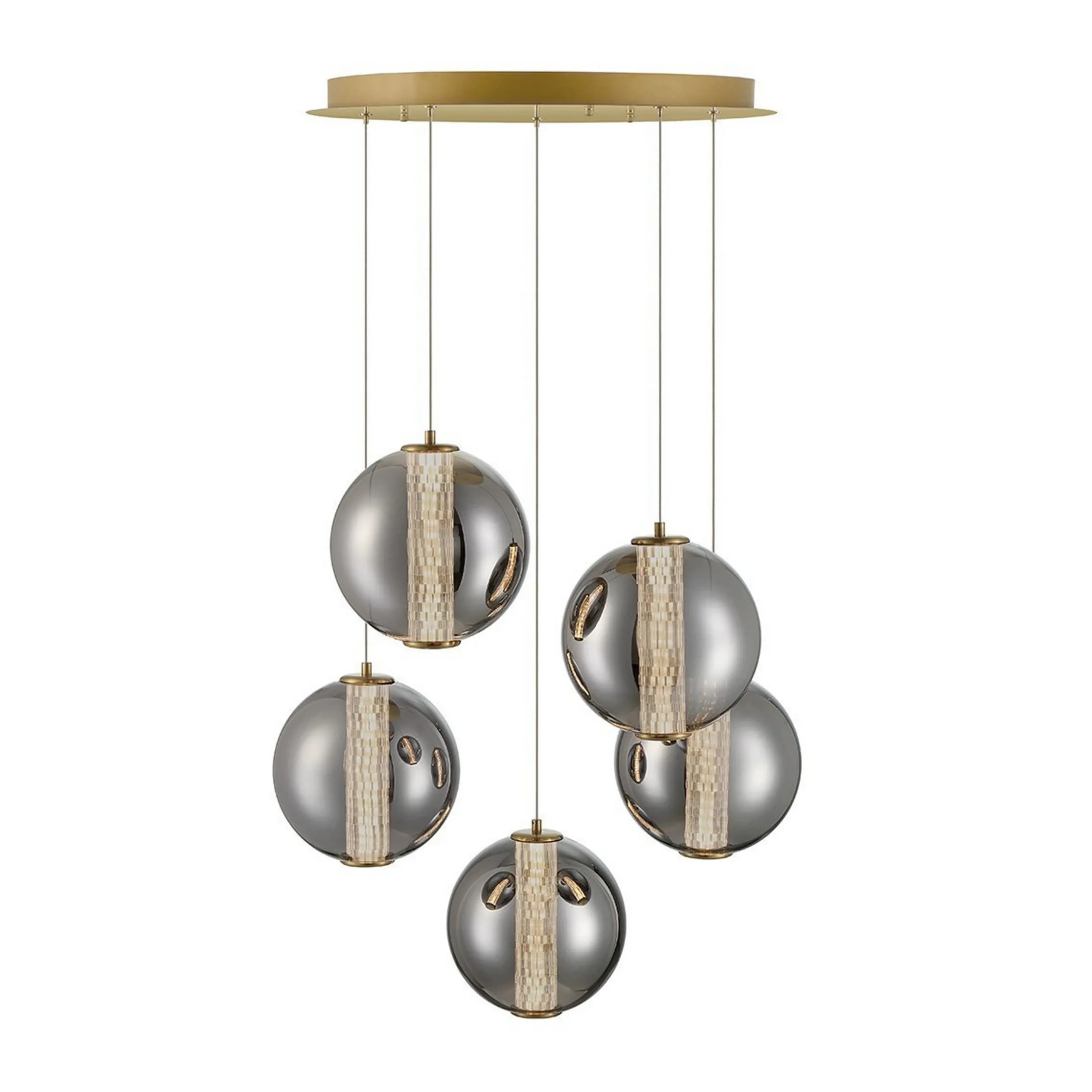 Spectrogram LED Chandelier - 5 Light - Smoke