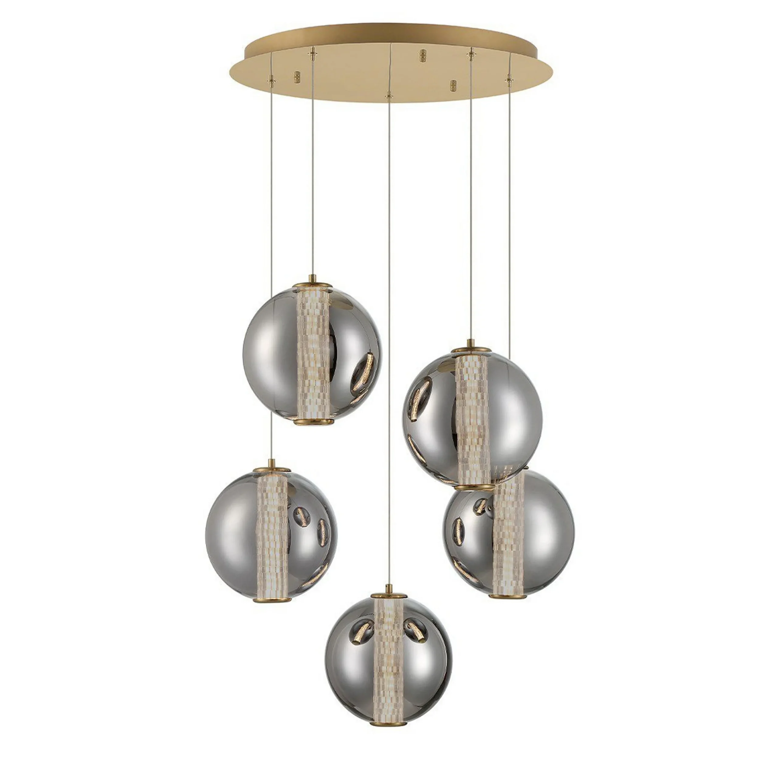 Spectrogram LED Chandelier - 5 Light - Smoke