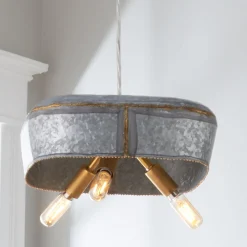Square Galvanized Dish Pendant