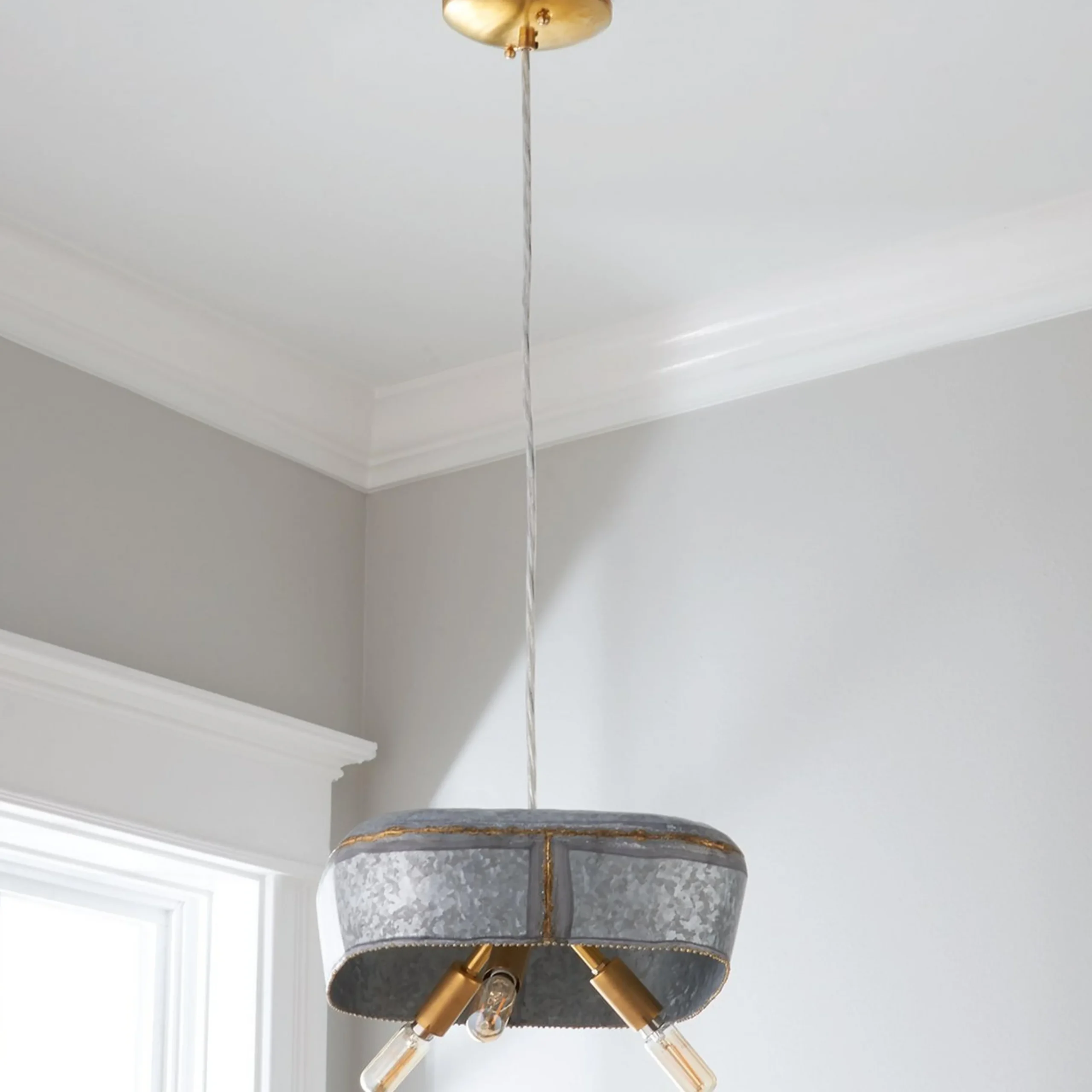 Square Galvanized Dish Pendant