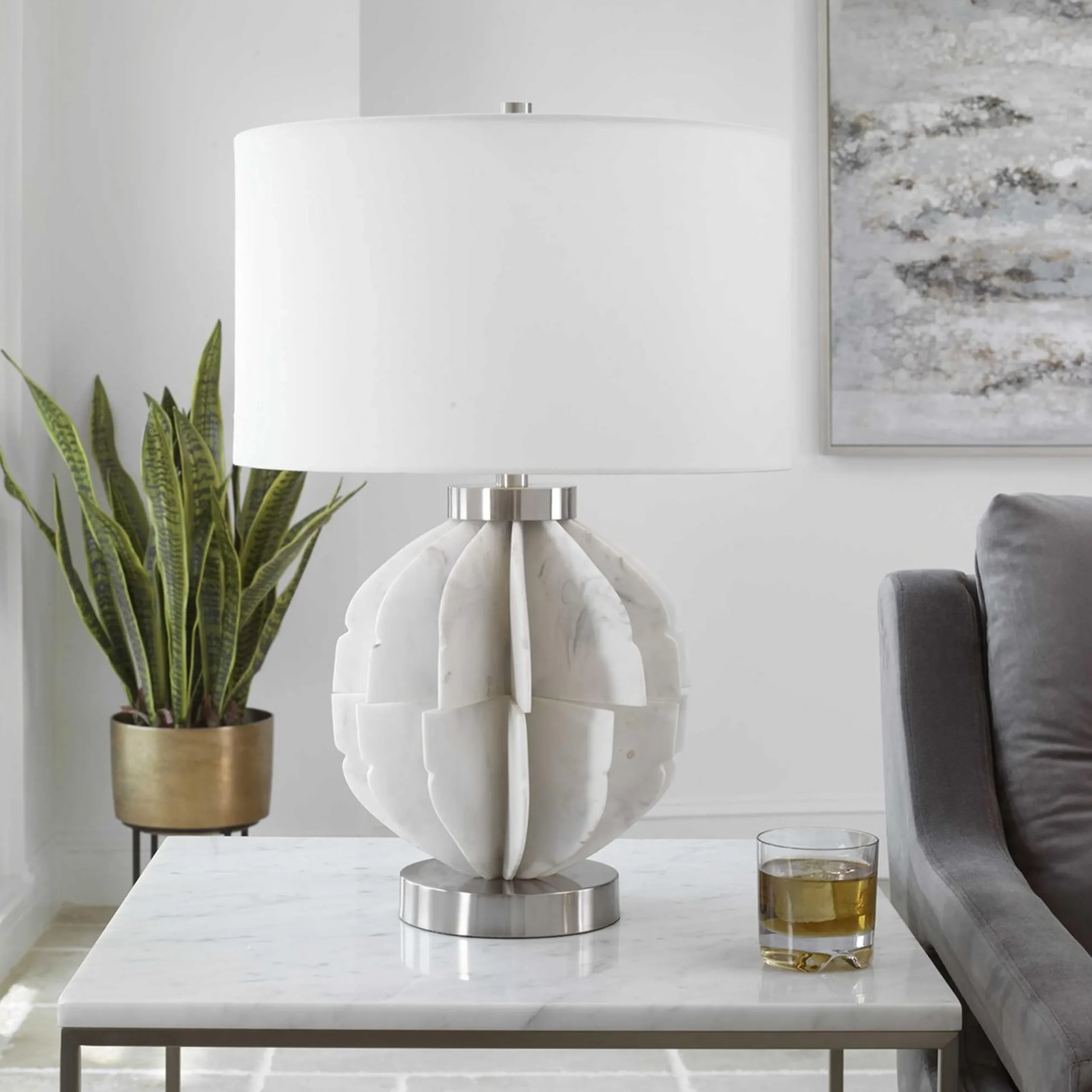 Stacked Marble Blade Table Lamp
