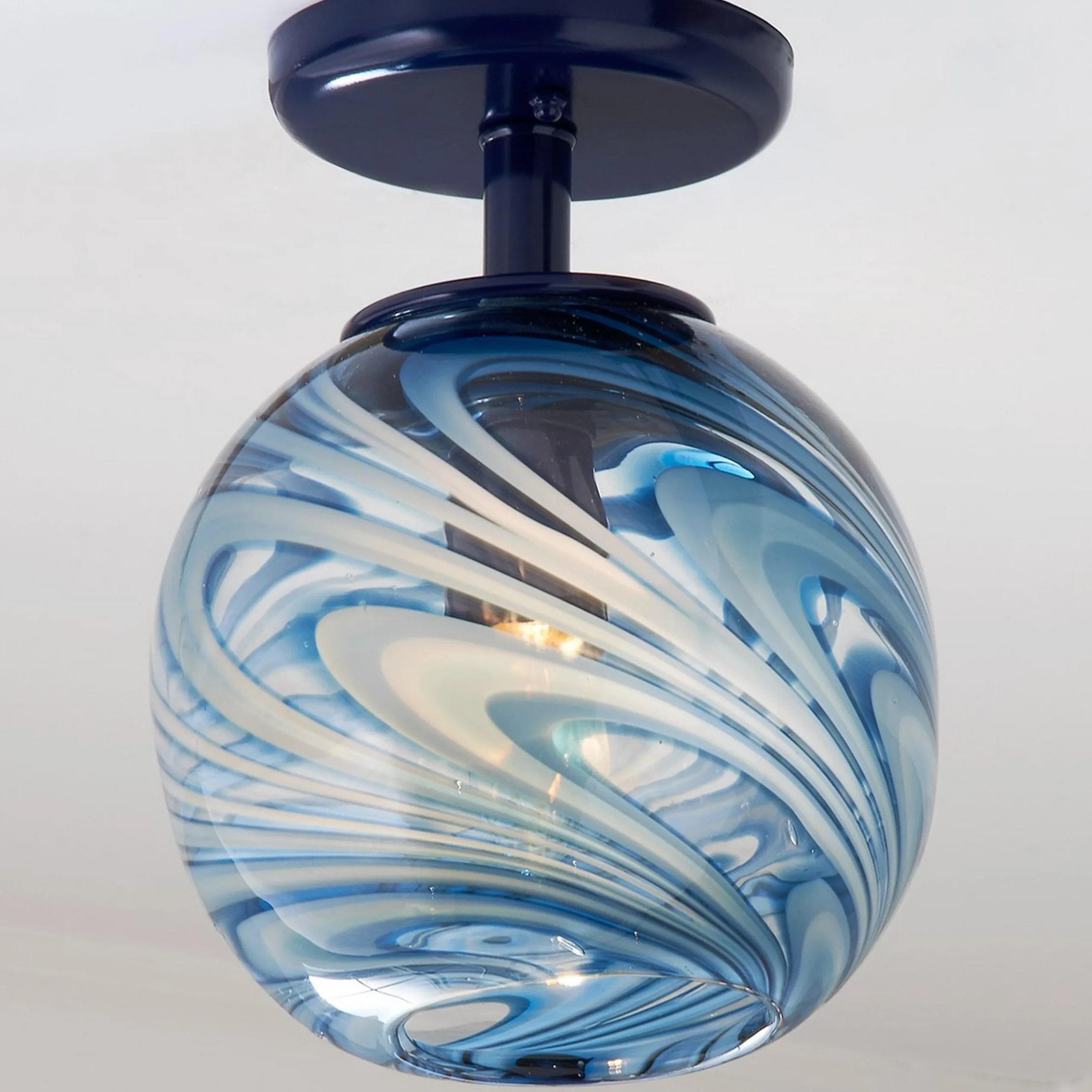 Stormy Skies Glass Globe Semi-Flush Ceiling Light