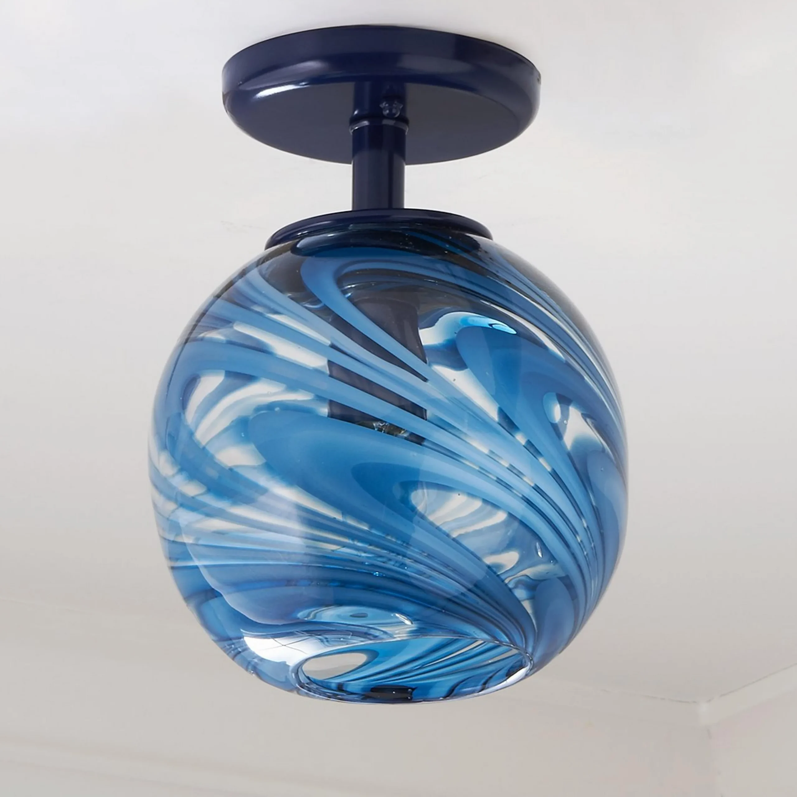 Stormy Skies Glass Globe Semi-Flush Ceiling Light