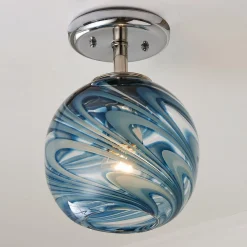 Stormy Skies Glass Globe Semi-Flush Ceiling Light