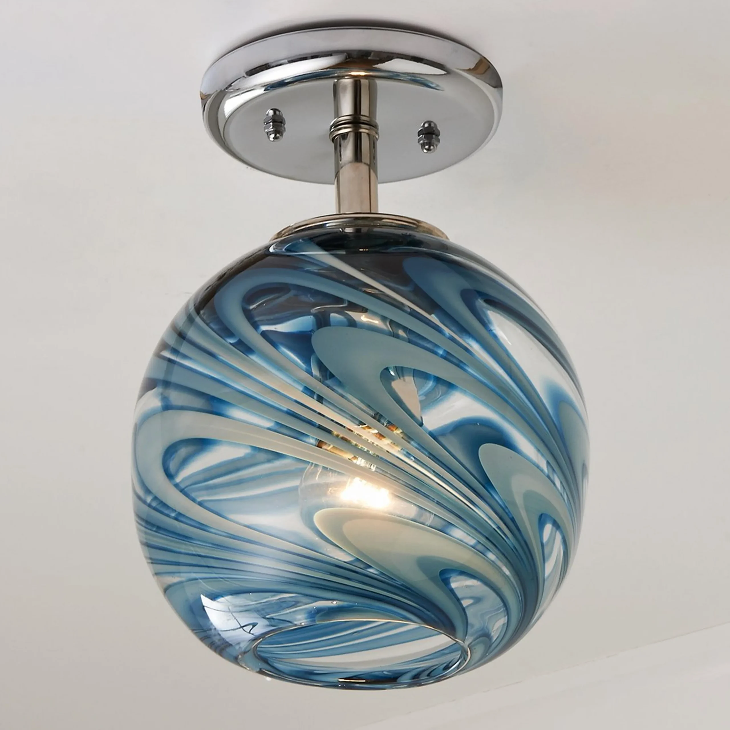 Stormy Skies Glass Globe Semi-Flush Ceiling Light