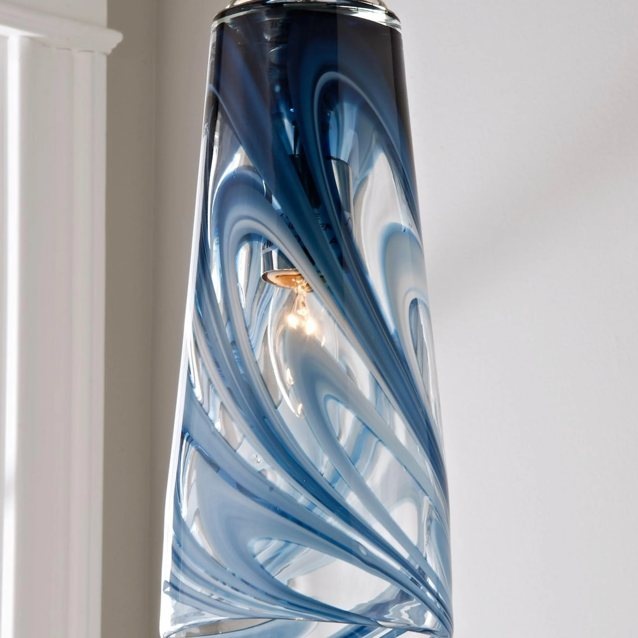Stormy Skies Tapered Art Glass Pendant