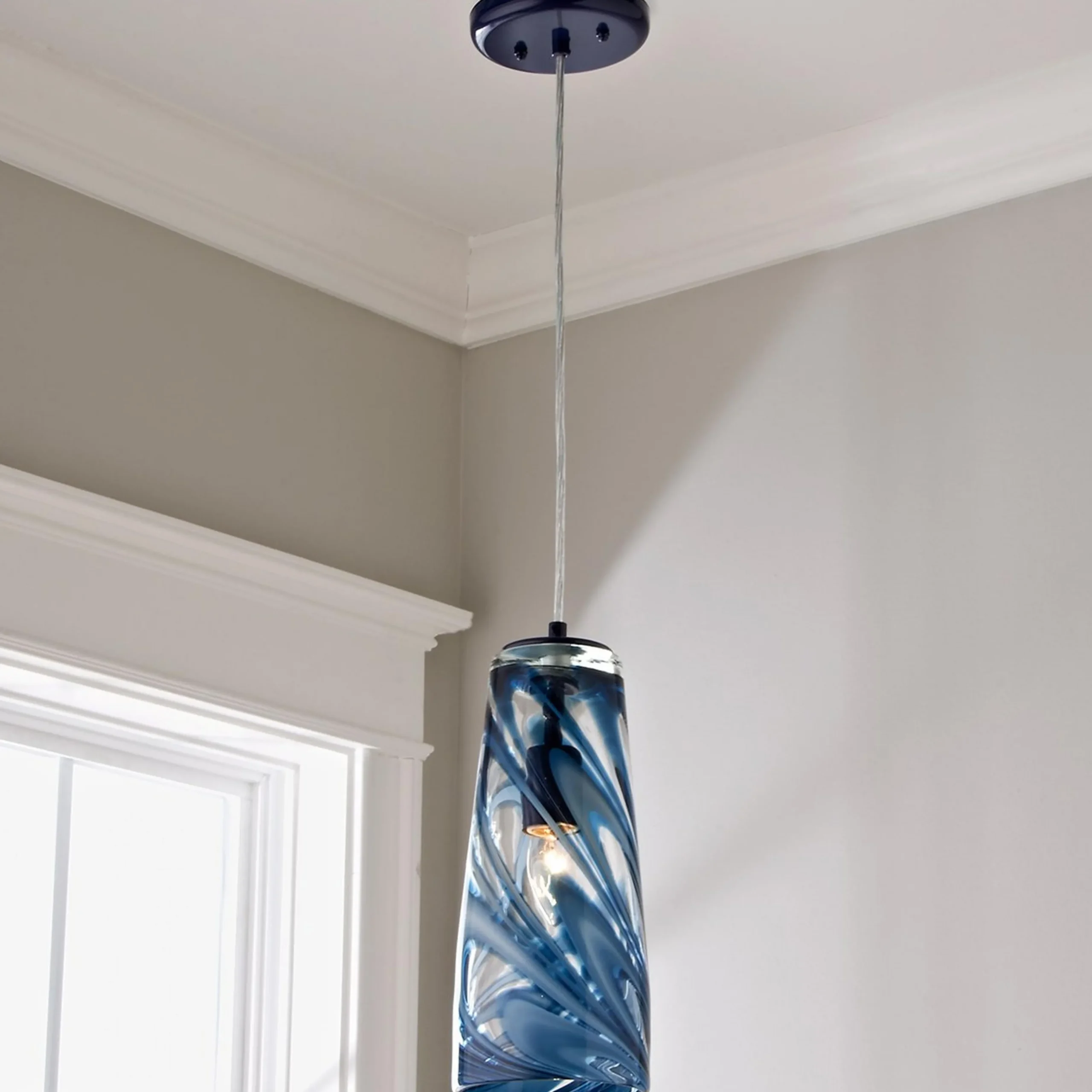Stormy Skies Tapered Art Glass Pendant