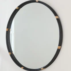 Striped Rattan Mirror