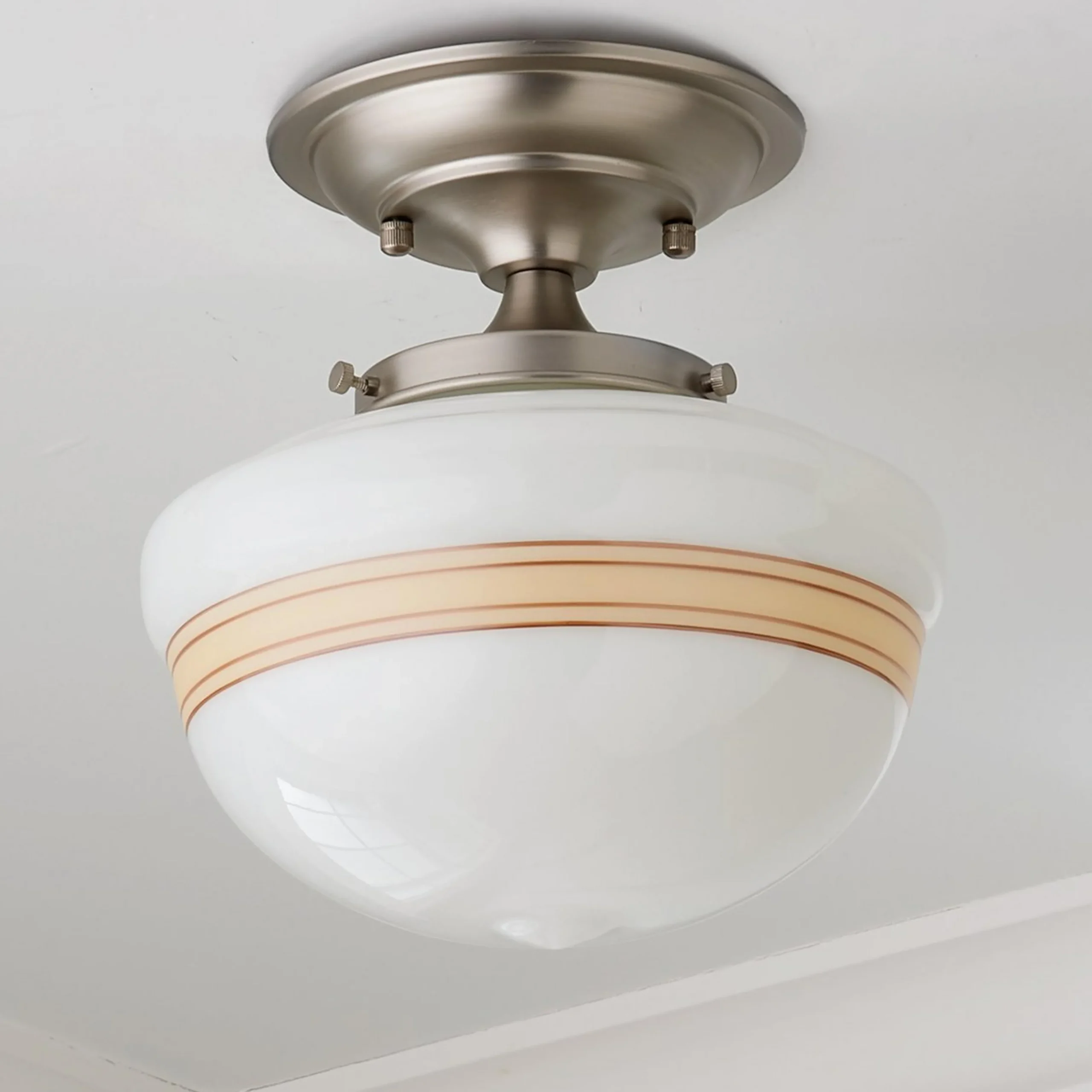Striped Schoolhouse Semi-Flush Ceiling Light