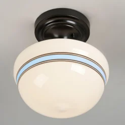 Striped Schoolhouse Semi-Flush Ceiling Light