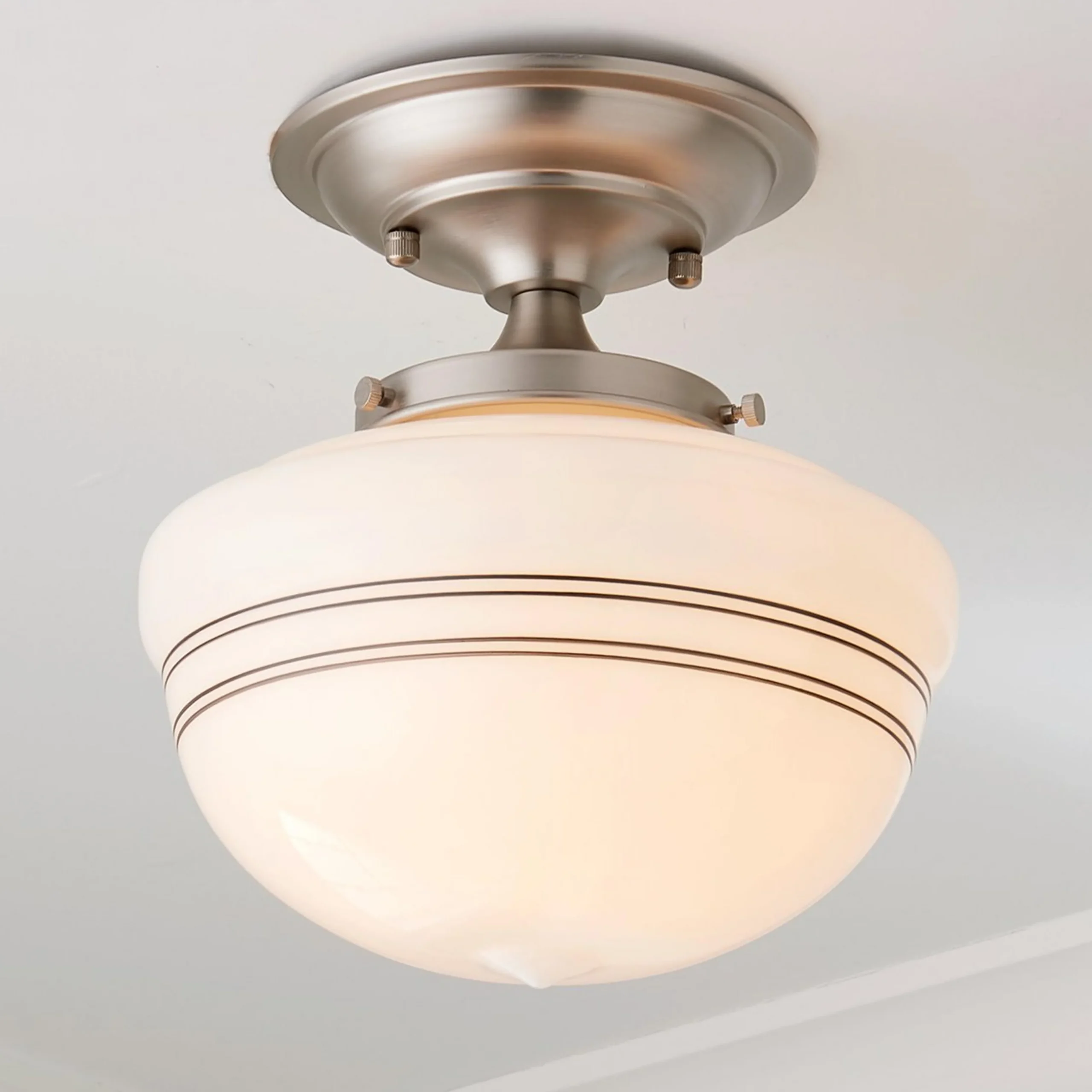 Striped Schoolhouse Semi-Flush Ceiling Light