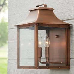 Traditional Studded Framed Box Outdoor Sconce - Large