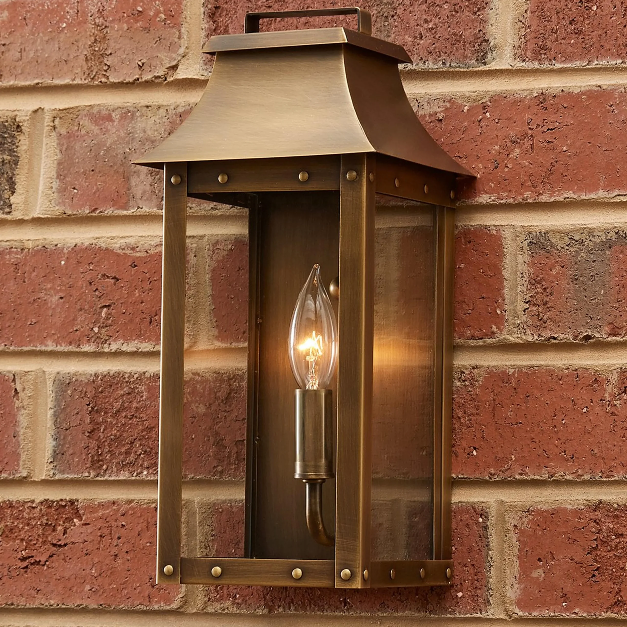 Traditional Studded Framed Box Outdoor Sconce - Small