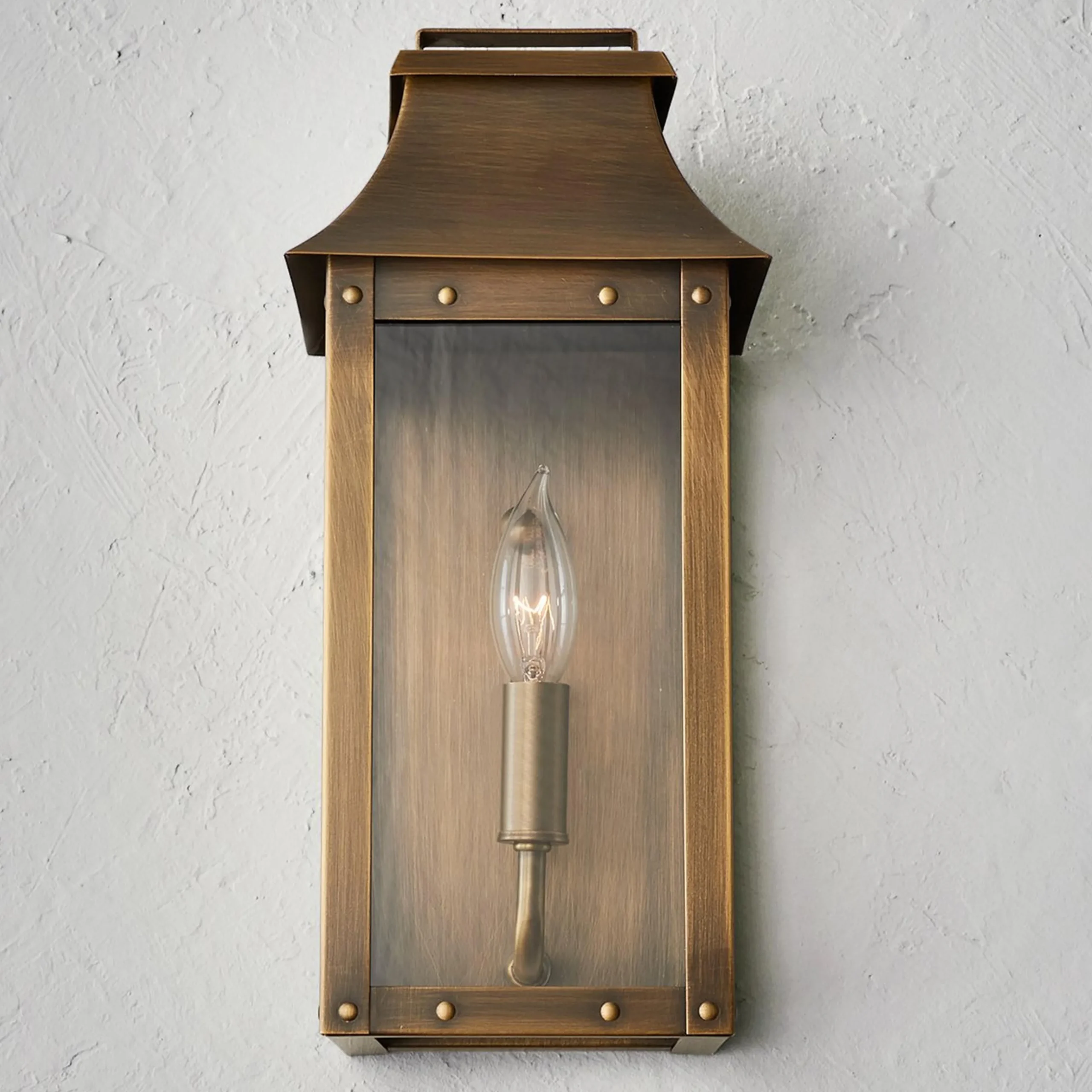 Traditional Studded Framed Box Outdoor Sconce - Small