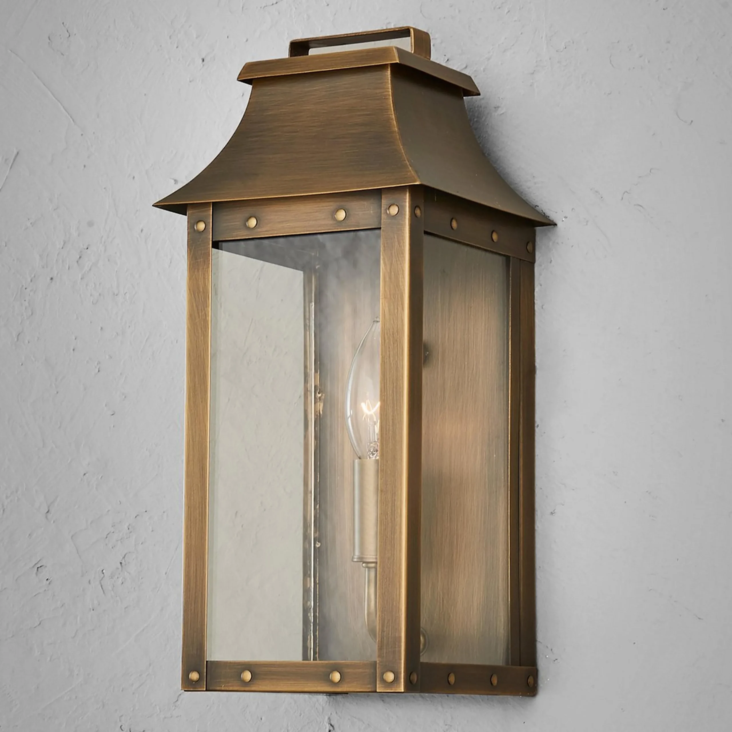 Traditional Studded Framed Box Outdoor Sconce - Small
