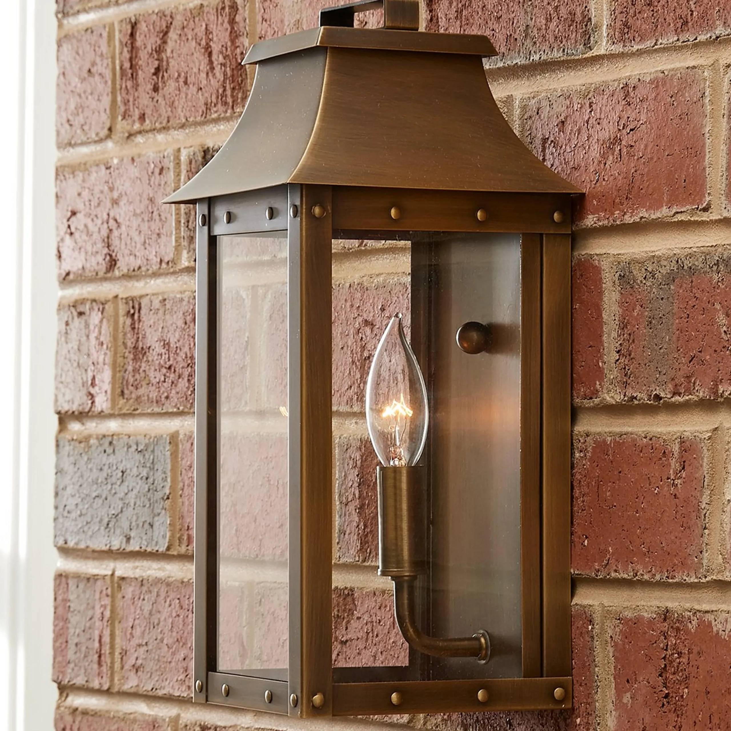 Traditional Studded Framed Box Outdoor Sconce - Small