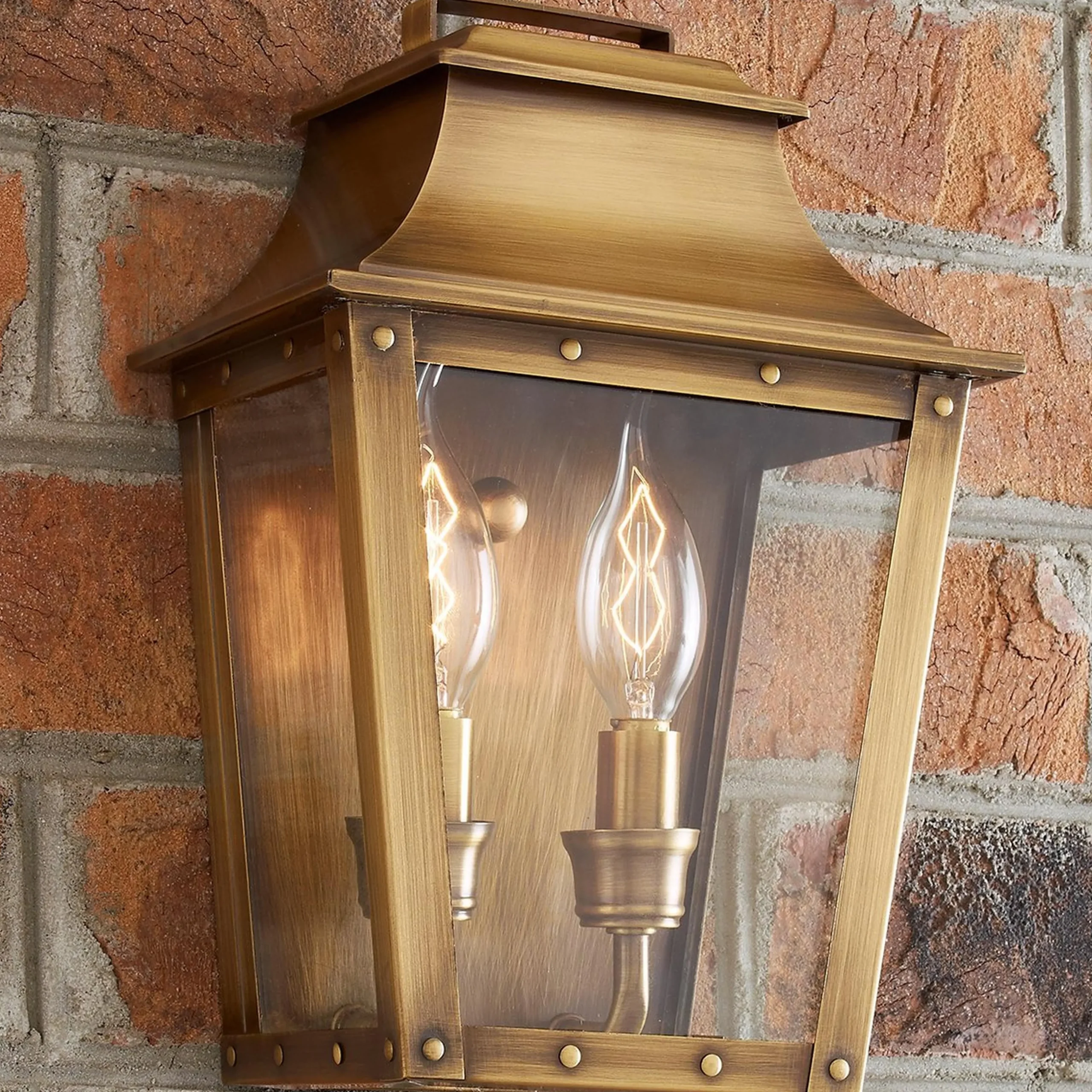 Traditional Studded Tapered Outdoor Sconce - Small